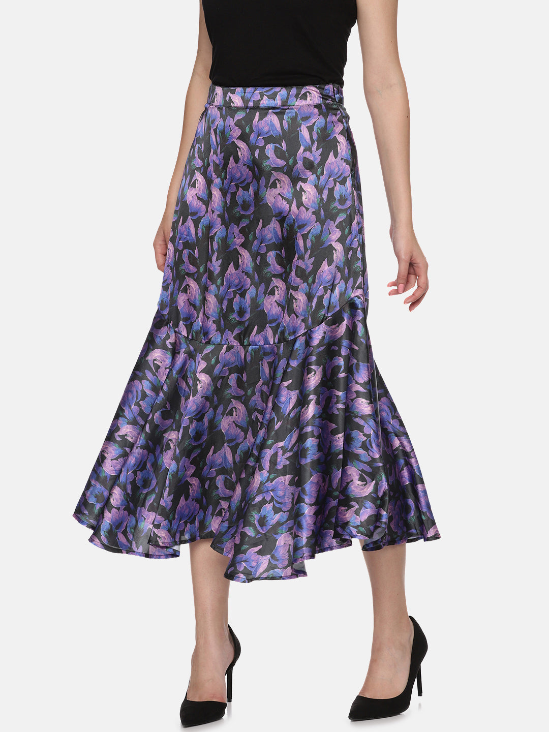 IS.U Floral Purple Mermaid Midaxi Skirt