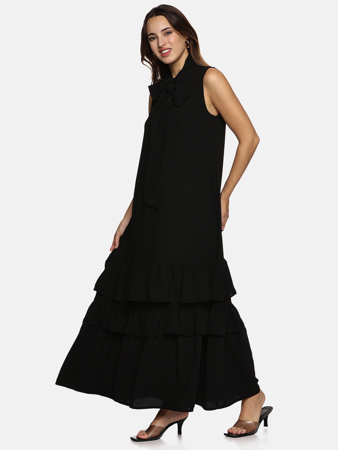 IS.U Black Tiered Sleeveless Dress