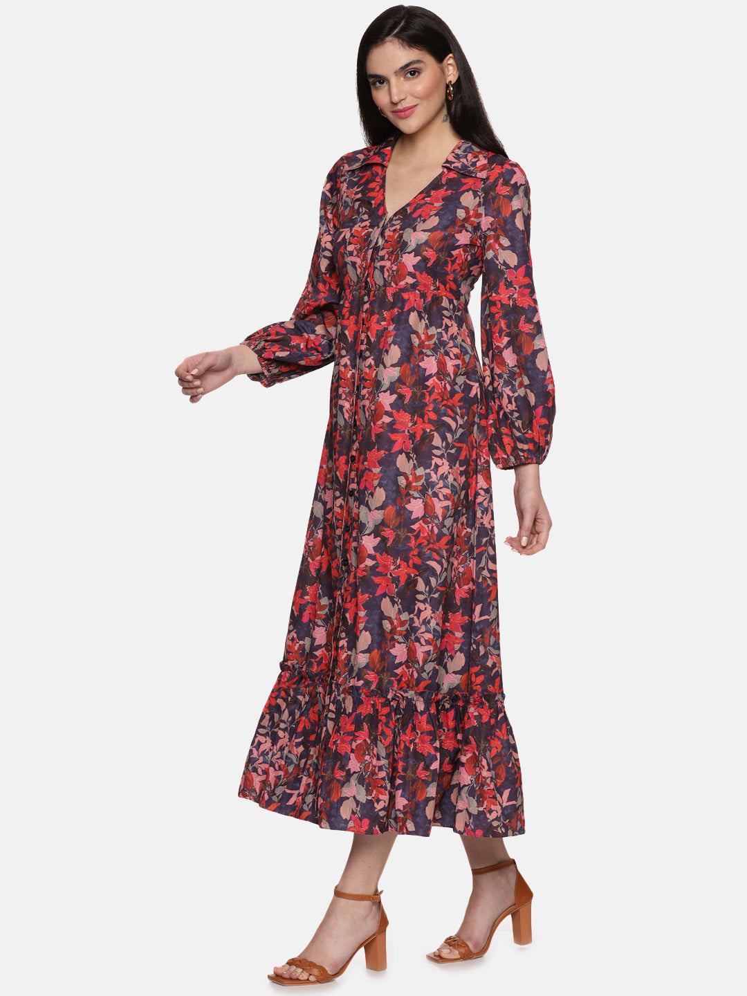 Floral button hotsell down maxi dress