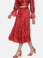 Load image into Gallery viewer, IS.U Floral Maroon Button Down Skirt
