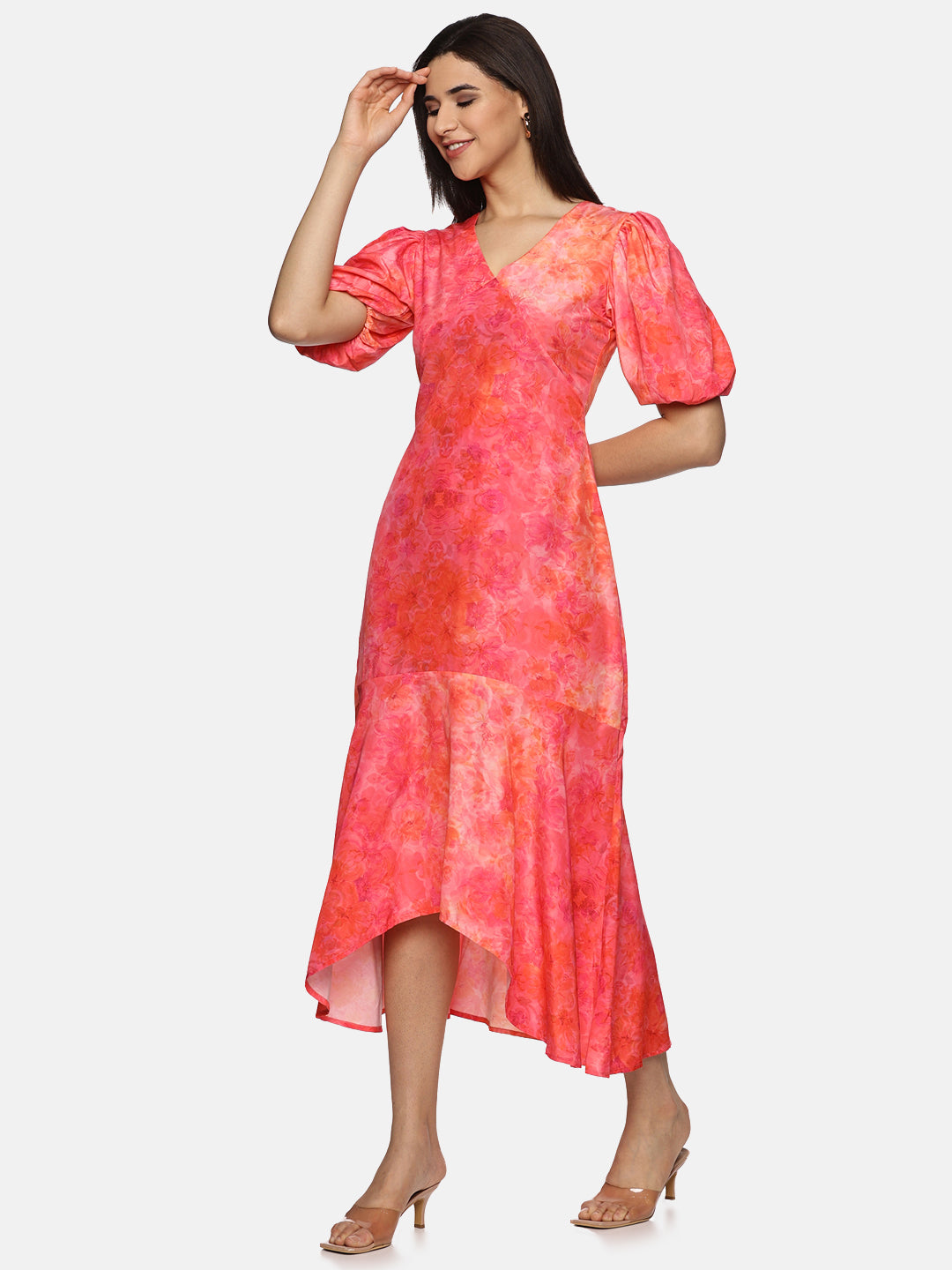 IS.U Floral Pink High Low Midaxi Dress