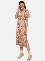Load image into Gallery viewer, IS.U Floral Multicolor Button Down Satin Dress