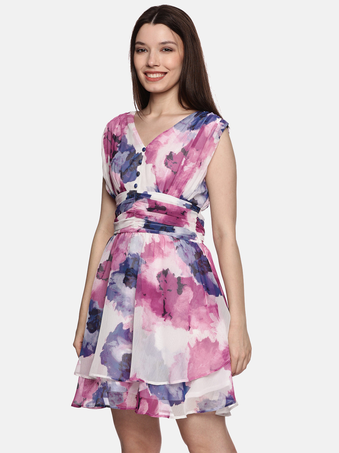 IS.U Floral Multicolor Tiered Dress