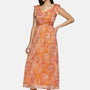IS.U Floral Orange Tie-up Detailed Maxi Dress