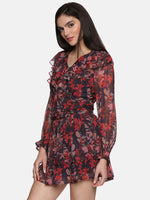 Load image into Gallery viewer, IS.U Floral Multicolor Ruffle Mini Dress

