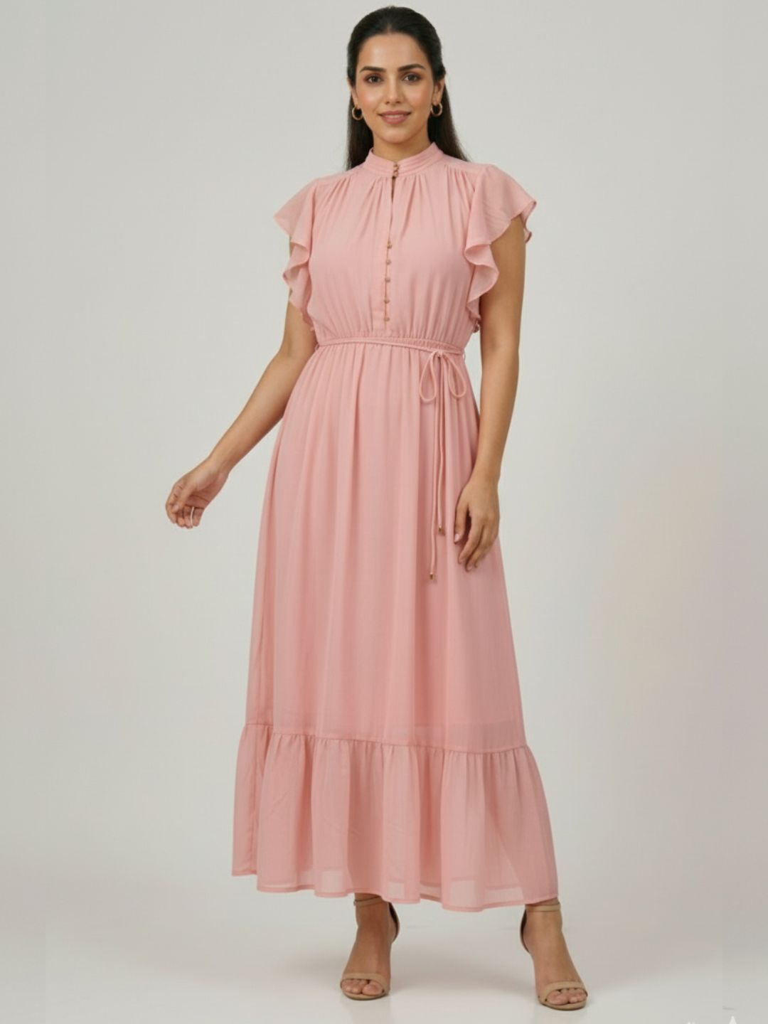 IS.U Peach Frilled Dress