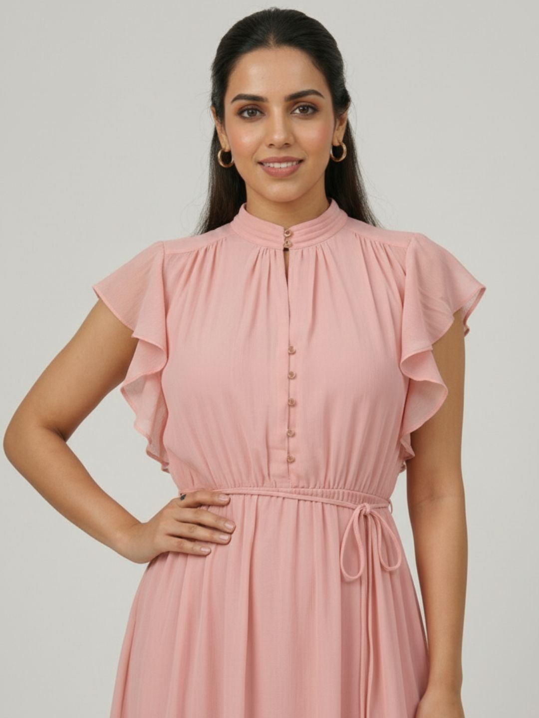 IS.U Peach Frilled Dress