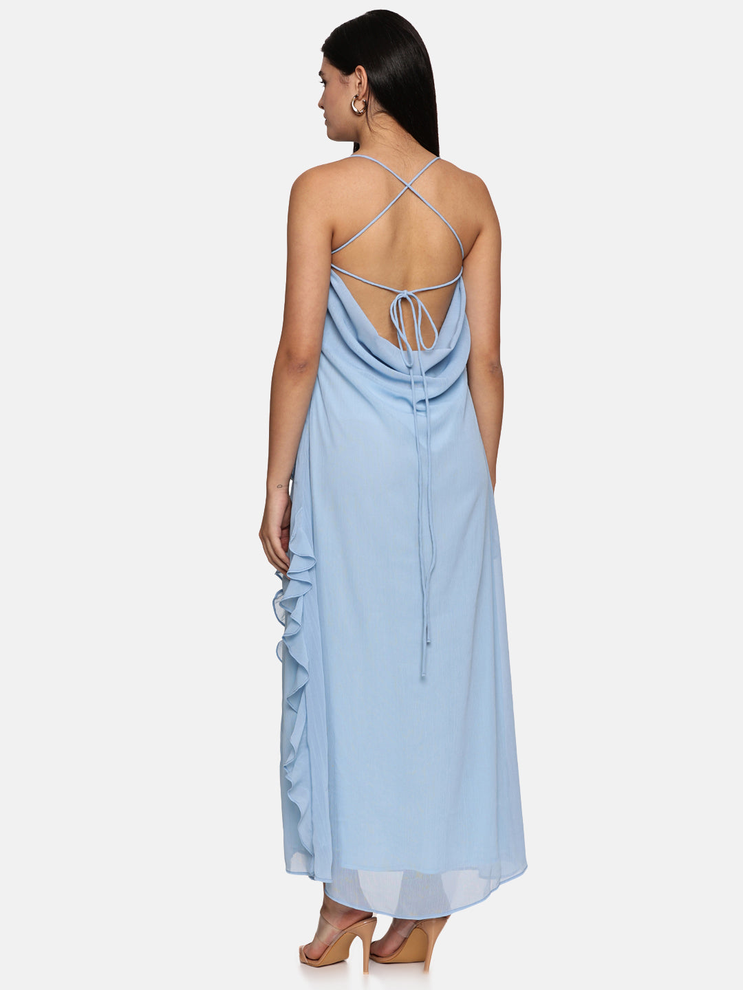 IS.U Powder Blue Cowl Neck Maxi Dress