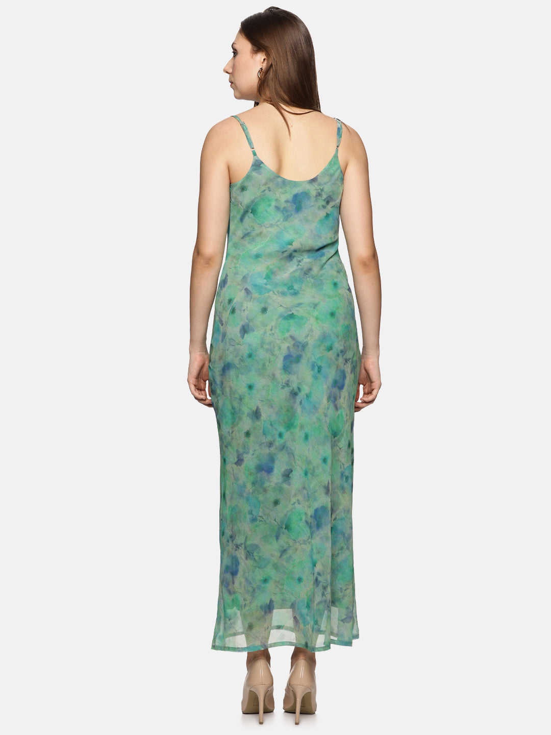 Buy Green Cowl Neck Slip Dress For Women