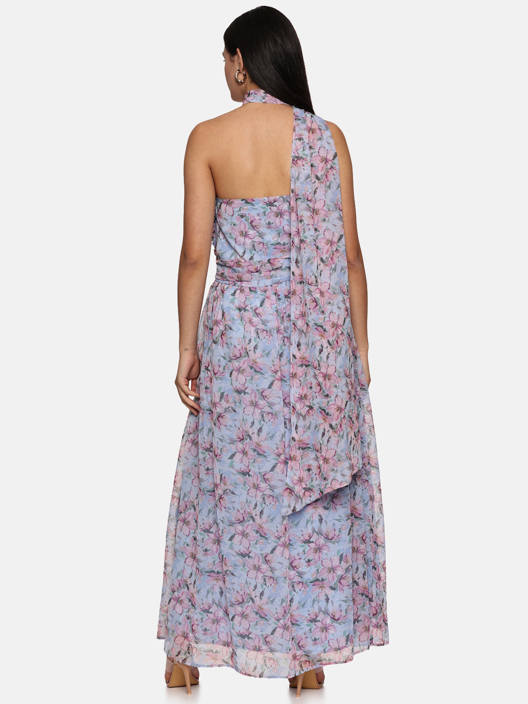 IS.U Floral Blue One Shoulder Maxi Dress