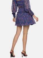 Load image into Gallery viewer, IS.U Floral Blue Smocked Mini Skirt