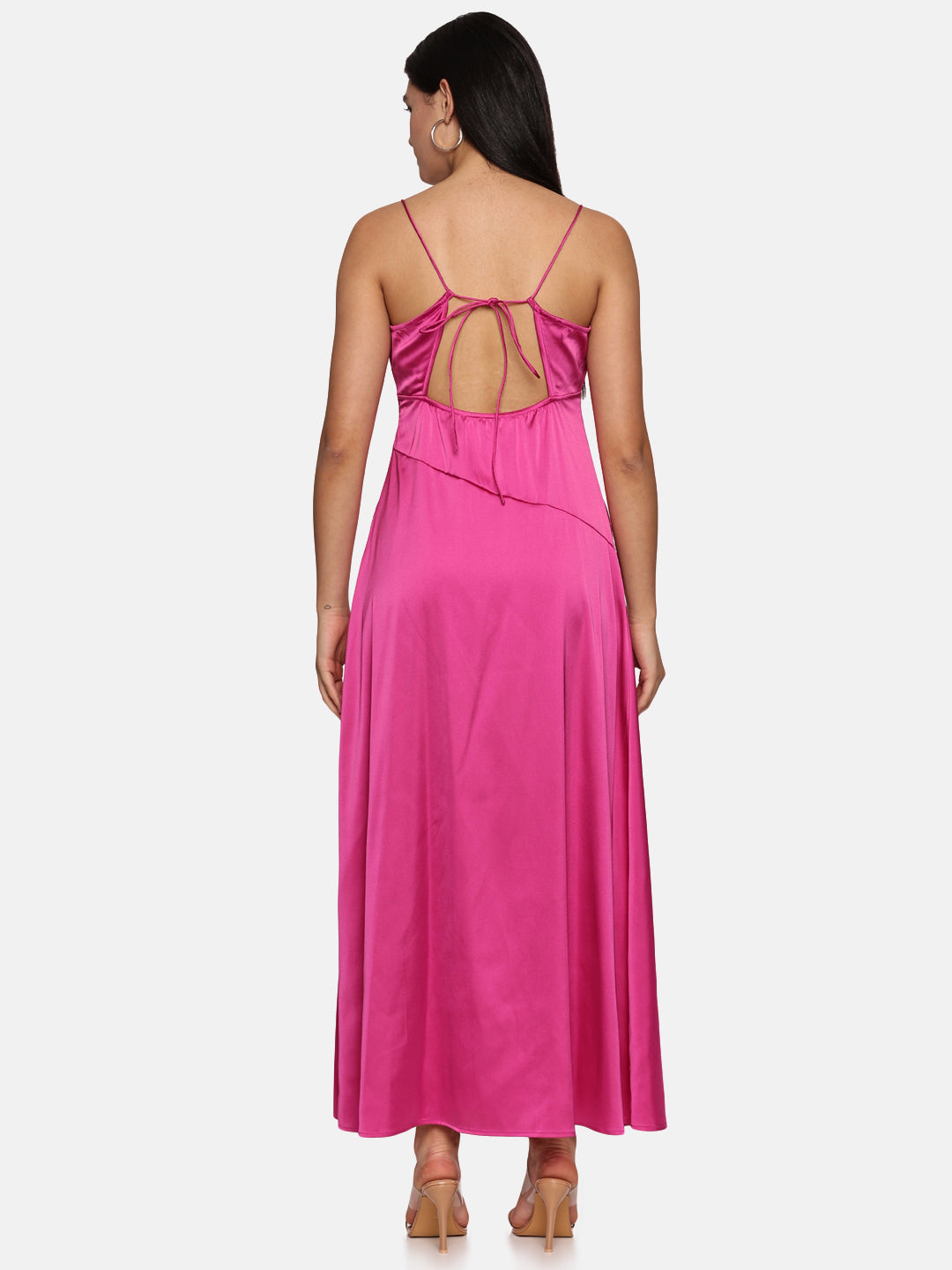 IS.U  Pink Front Slit Maxi Dress