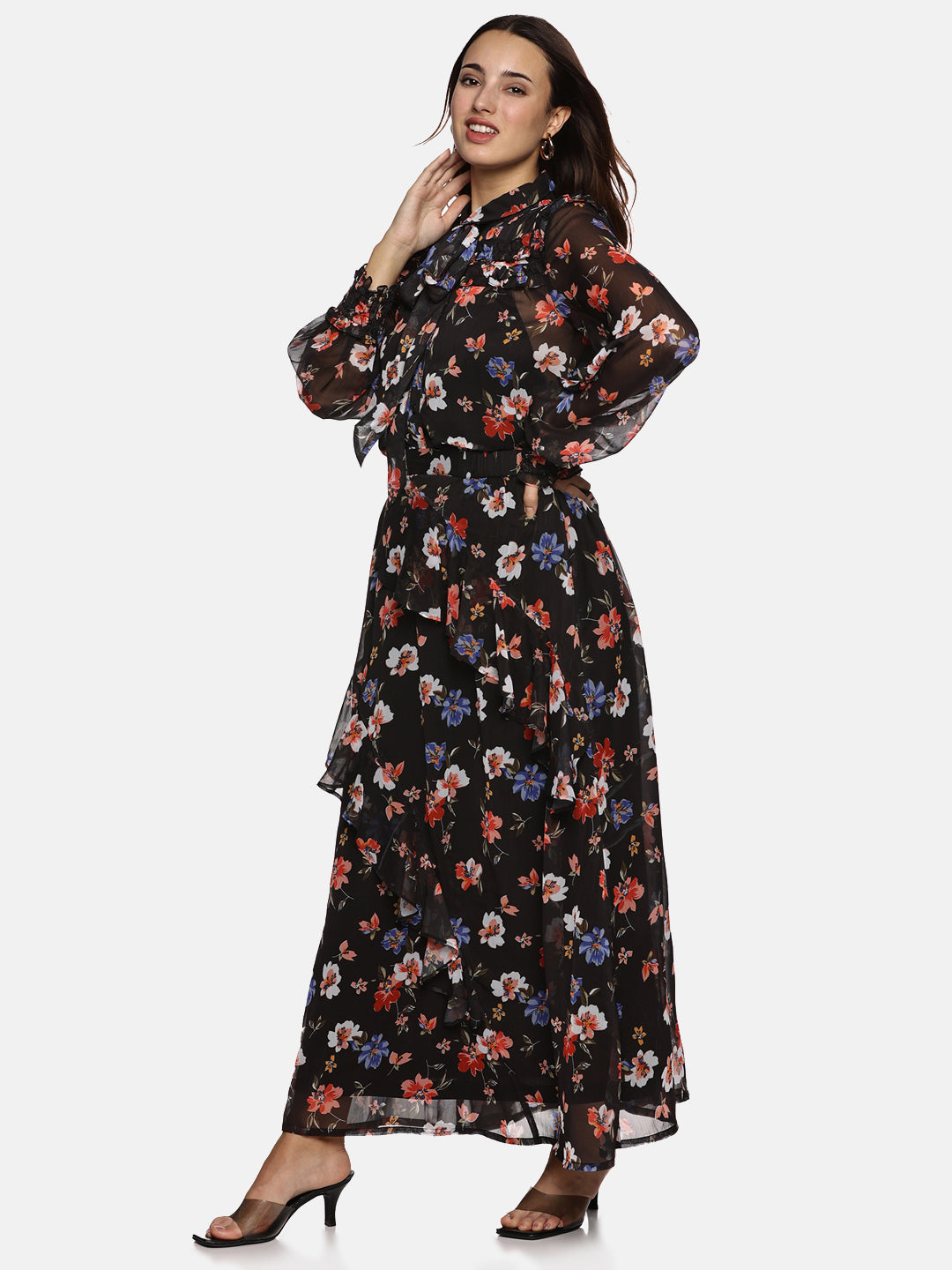 IS.U Floral Black Skirt and Top Co-ord set