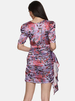 Load image into Gallery viewer, IS.U Floral Lavender Rushed Mini Dress