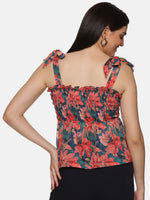 Load image into Gallery viewer, IS.U Floral Multicolor Tie-Up Peplum Top
