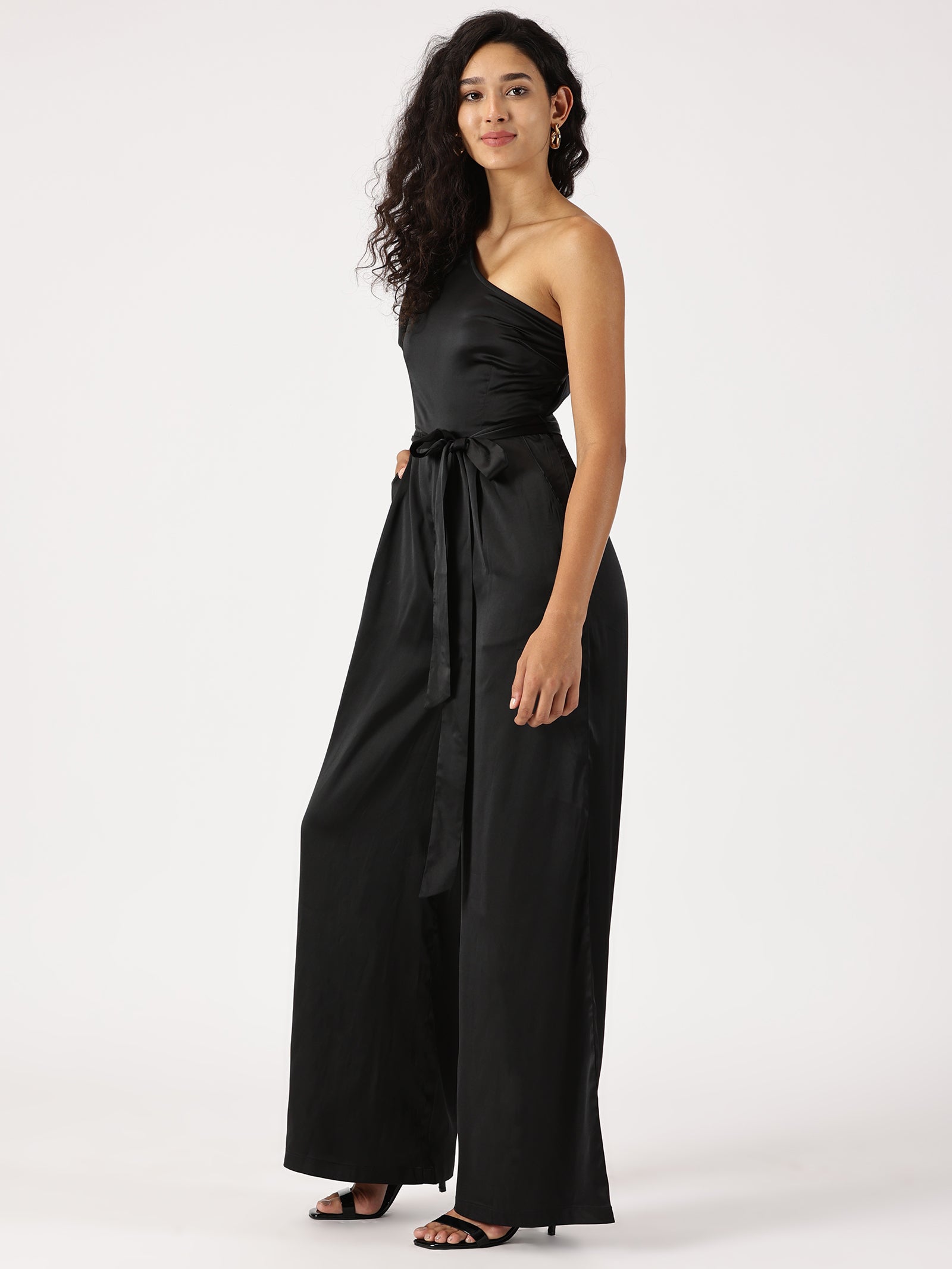 IS.U Black One Shoulder Jumpsuit