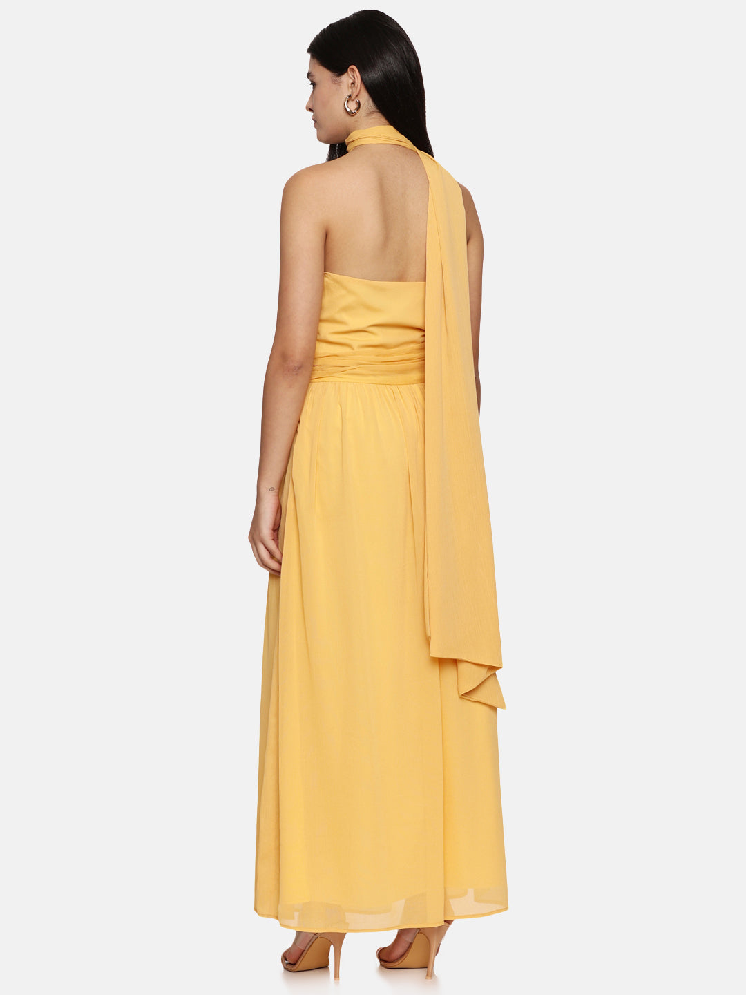 IS.U Yellow One Shoulder Maxi Dress