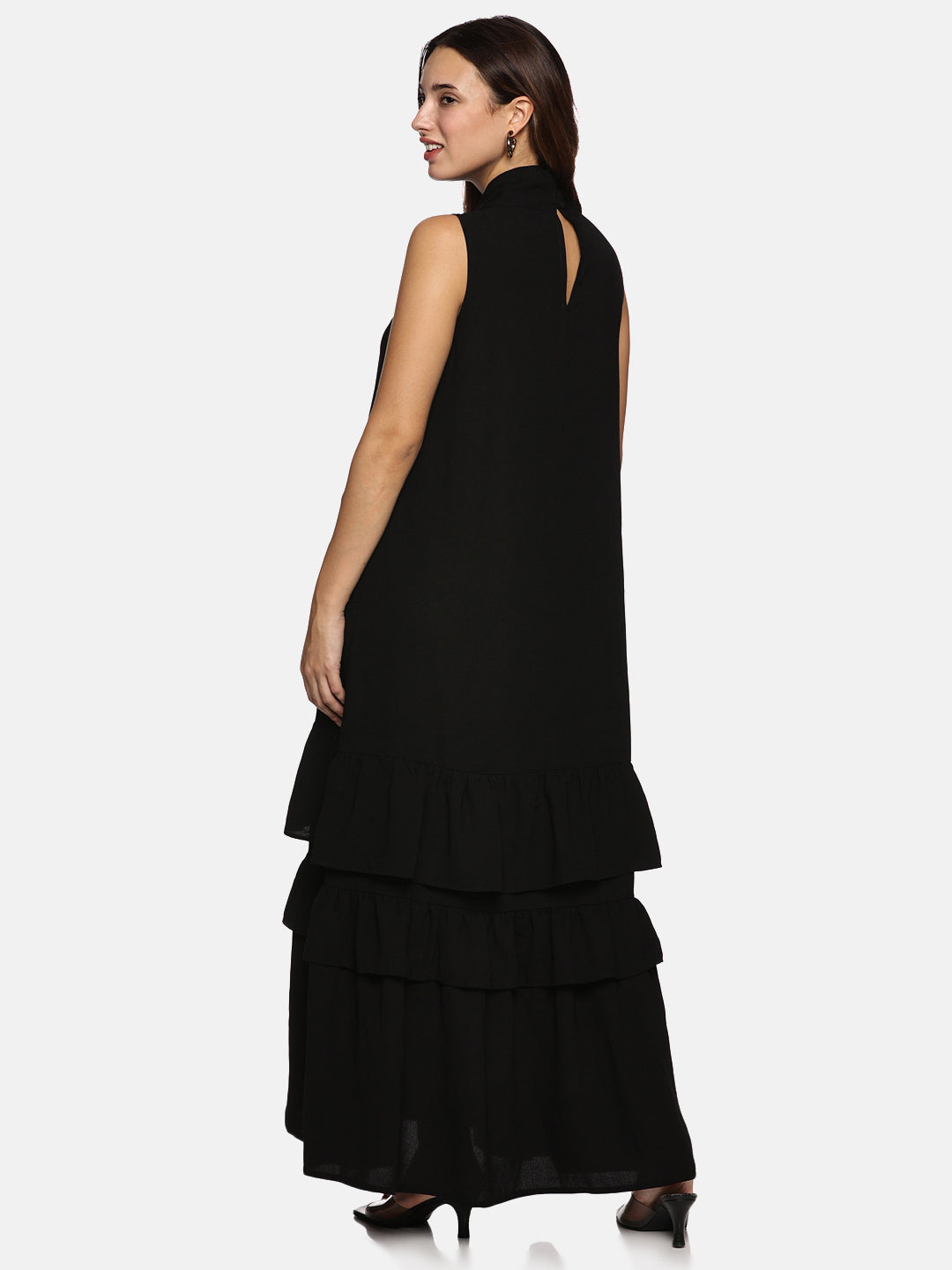 IS.U Black Tiered Sleeveless Dress