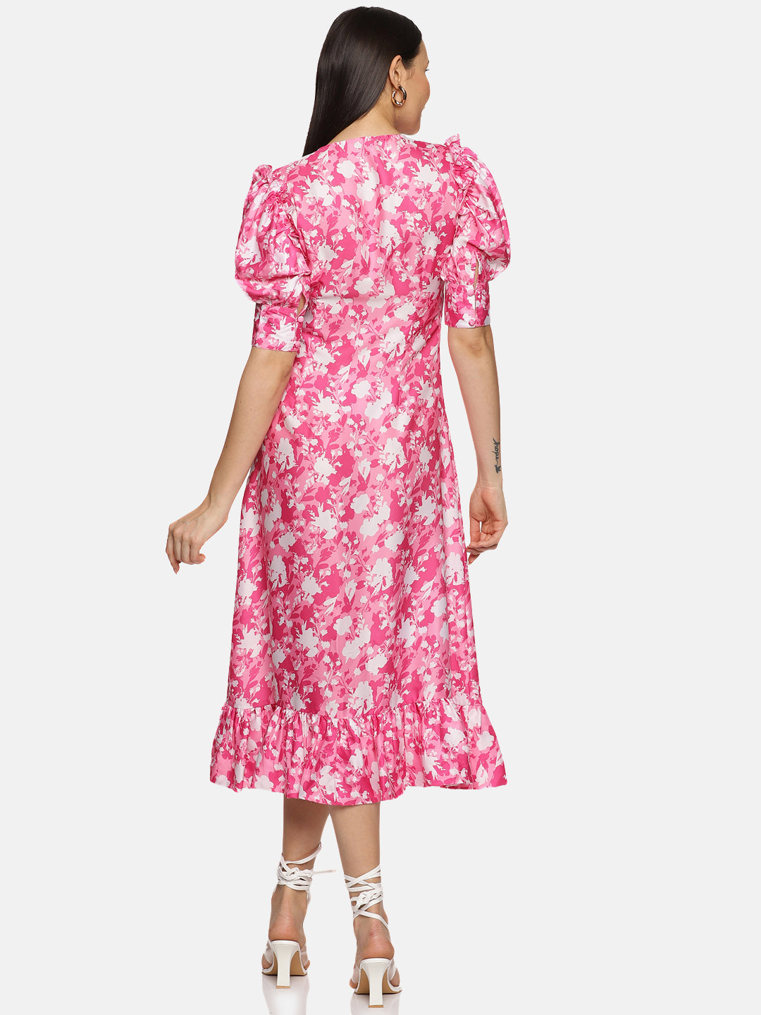 shein pink midi dress SHEIN MOD Women's Jacquard Ruched Waist Elegant Romantic Midi Dress For Party And Occasion,Dresses For Women Summer Blush Pink