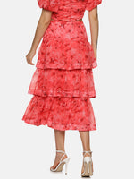 Load image into Gallery viewer, IS.U Floral Coral Tiered Skirt