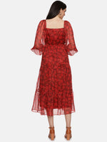 Load image into Gallery viewer, IS.U Floral Maroon Front Tie Knot Midaxi Dress
