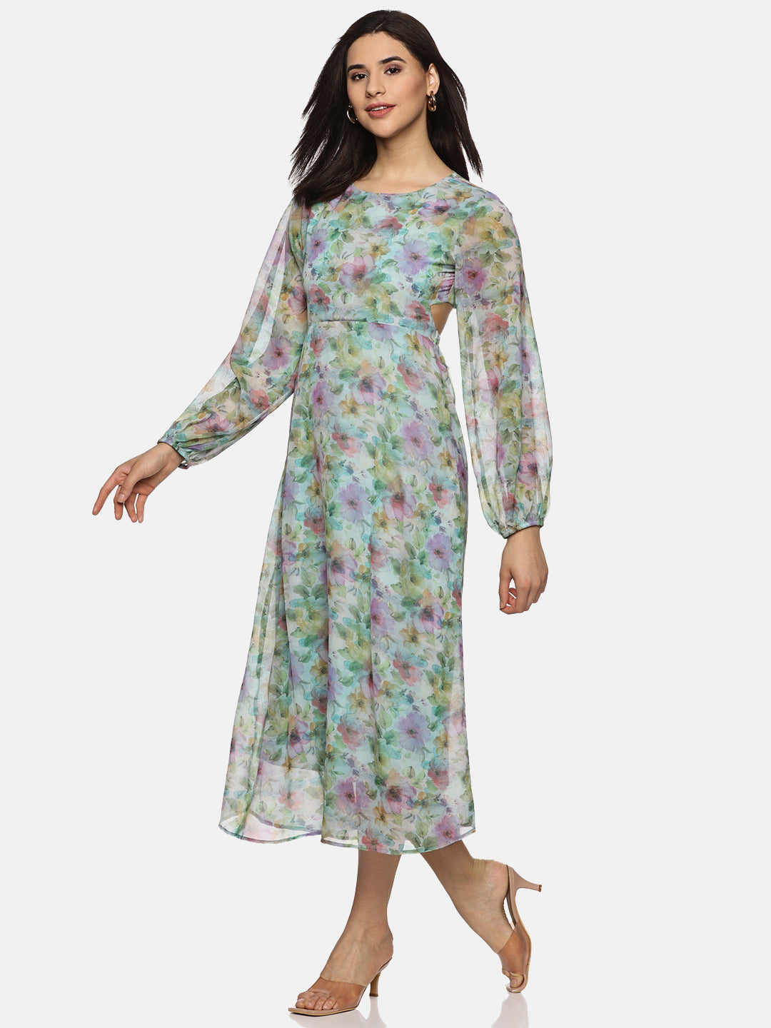 Buy Multicolor Printed Midaxi Dress For Women