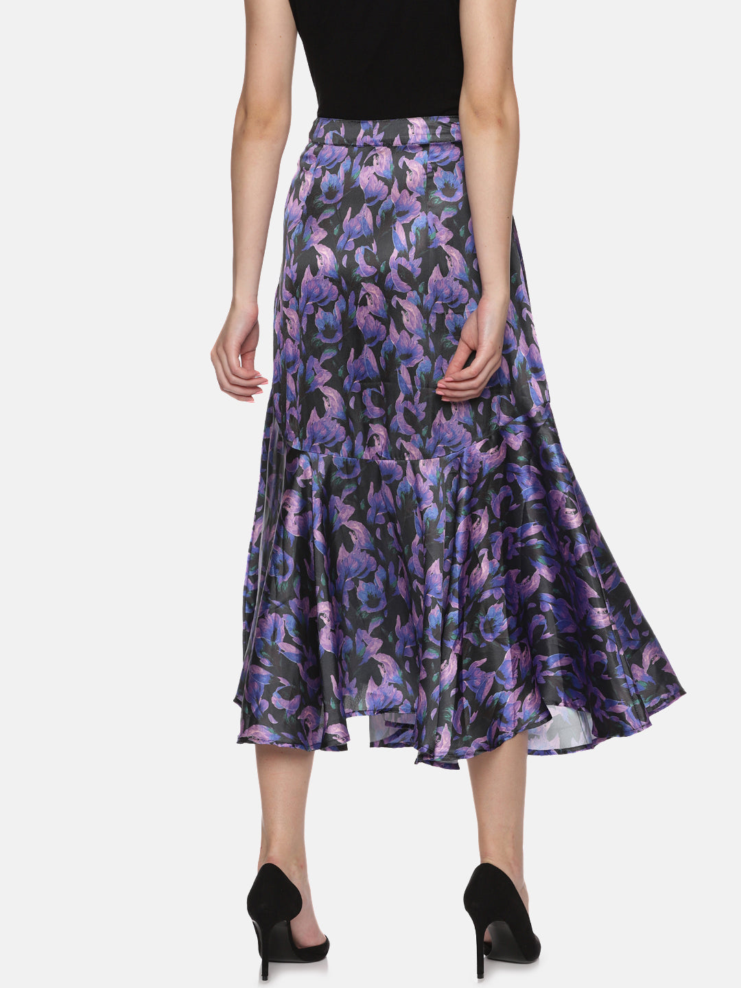 IS.U Floral Purple Mermaid Midaxi Skirt