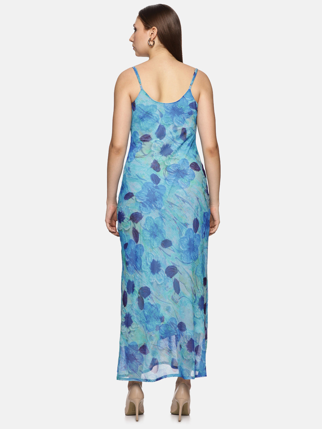 Buy Cowl Neck Slip Dress For Women In Blue
