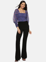 Load image into Gallery viewer, IS.U Floral Blue Smocked Crop Top
