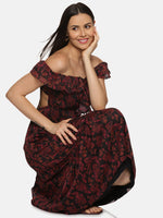 Load image into Gallery viewer, IS.U Paisley Print Black Back Tie- Knot Midaxi Dress