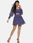 IS.U Floral Blue Smocked Mini Skirt