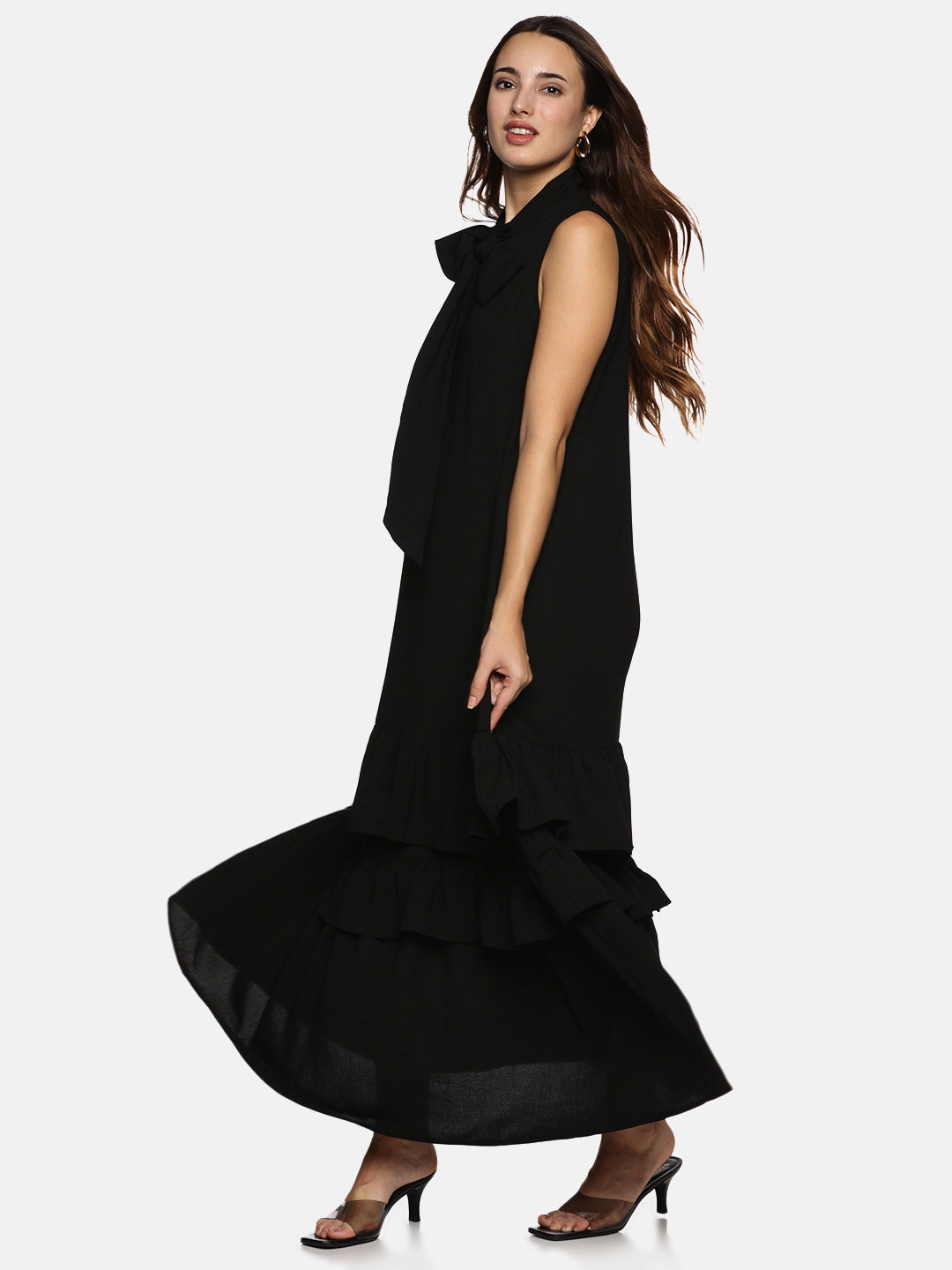 IS.U Black Tiered Sleeveless Dress