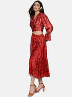 Load image into Gallery viewer, IS.U Floral Maroon Button Down Skirt