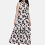 IS.U Floral Off-White Tiered Sleevless Dress