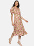 IS.U Floral Multicolor Button Down Satin Dress