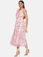Load image into Gallery viewer, IS.U Floral White Back Tie-Knot Midaxi Dress