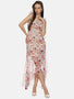 IS.U Floral Off-white High Low Dress