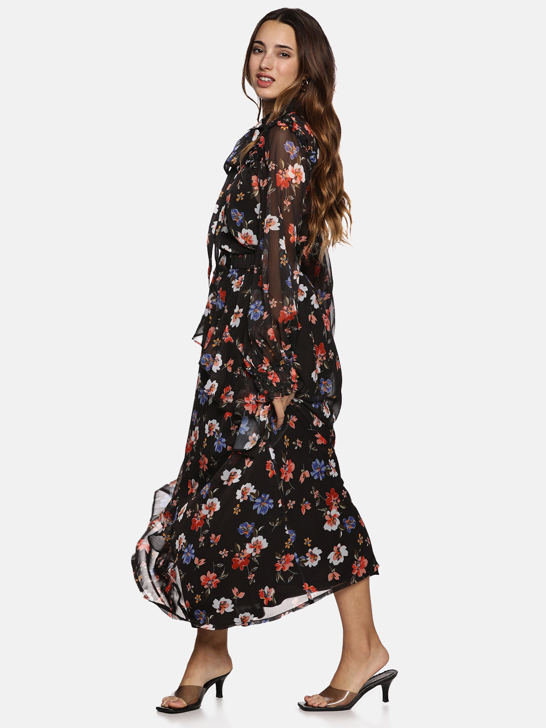 IS.U Floral Black Skirt and Top Co-ord set