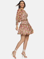Load image into Gallery viewer, IS.U Floral Multicolor Smocked Mini Skirt
