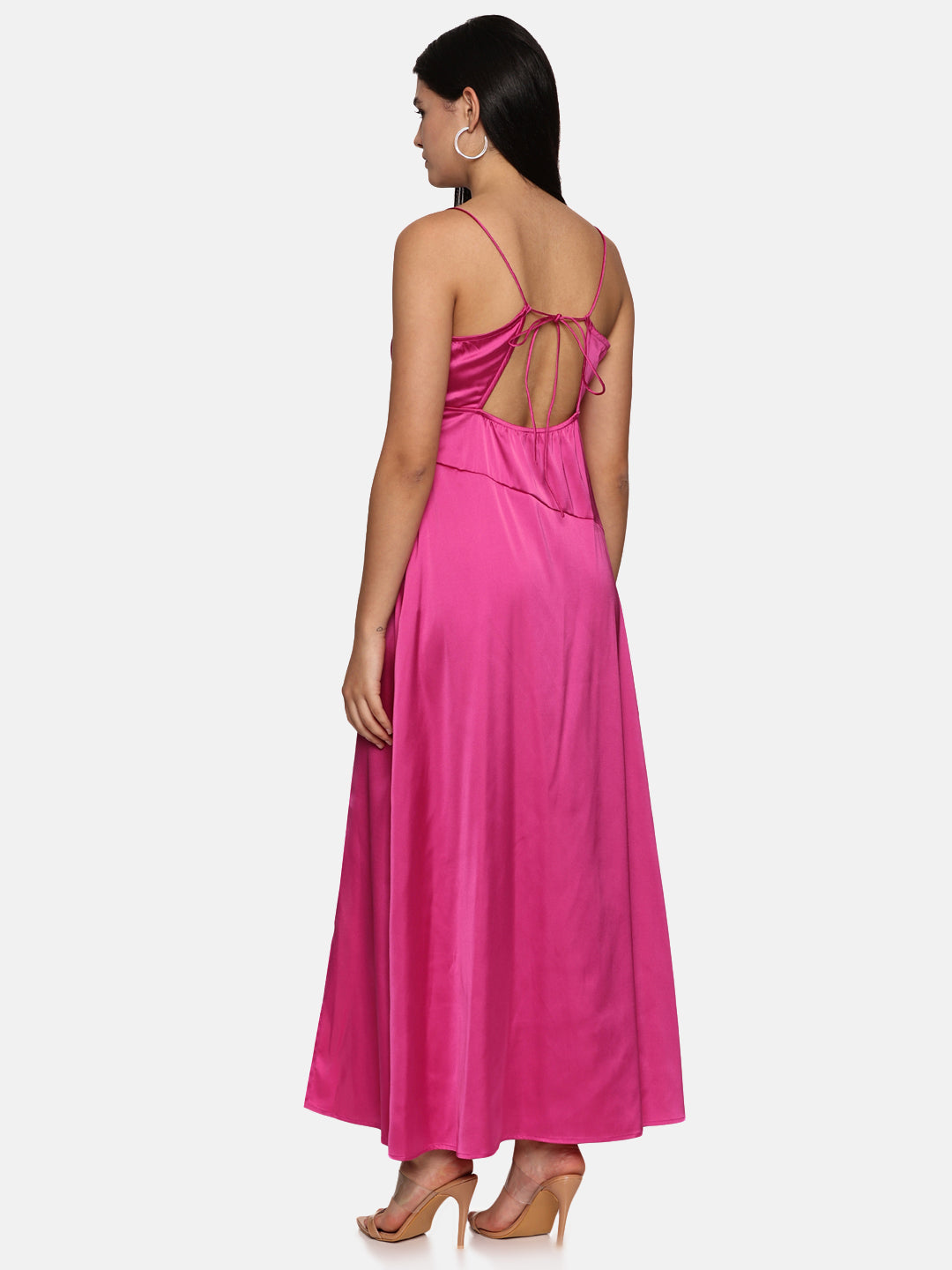 IS.U  Pink Front Slit Maxi Dress