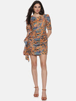 Load image into Gallery viewer, IS.U Floral Mustard Rushed Mini Dress