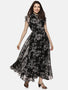 IS.U Floral Black Frilled Dress