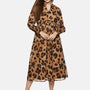 IS.U Animal Print Smocked Waist Midaxi Dress