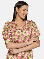 Load image into Gallery viewer, IS.U Floral Multicolor Button Down Satin Dress