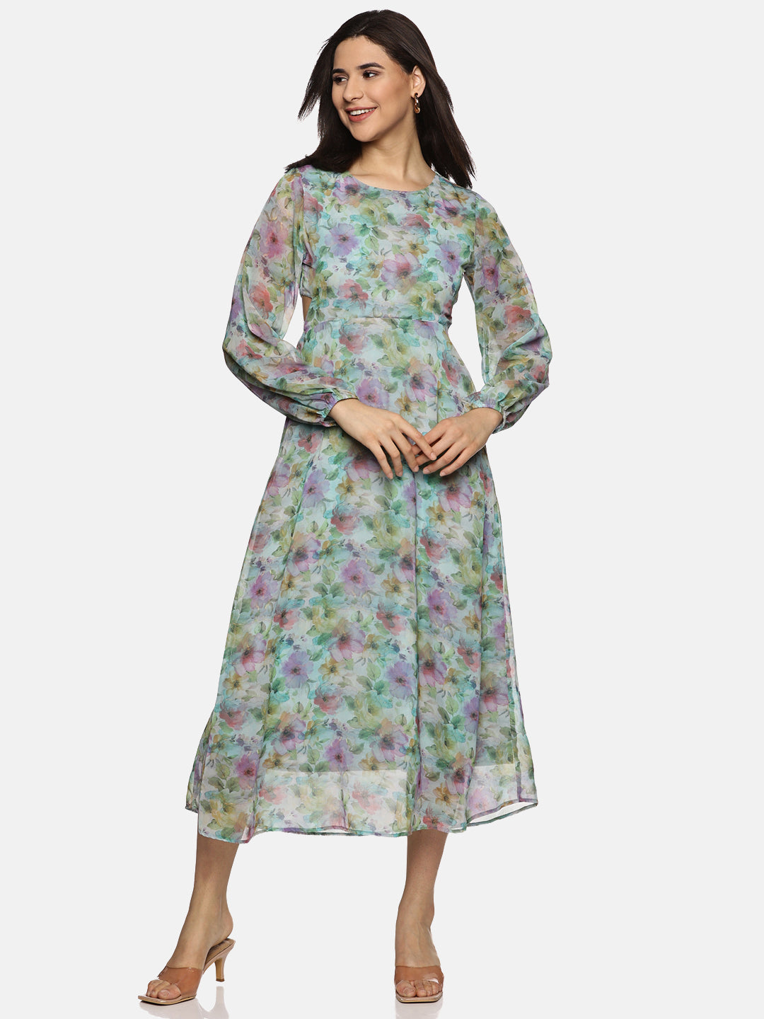 Buy Multicolor Printed Midaxi Dress For Women