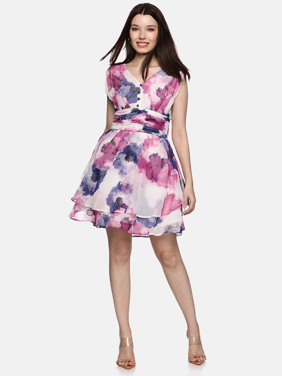 IS.U Floral Multicolor Tiered Dress