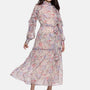 IS.U Floral Multicolored Ruffled Blouson Sleeve Dress