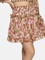 Load image into Gallery viewer, IS.U Floral Multicolor Smocked Mini Skirt