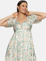 Load image into Gallery viewer, IS.U Floral Green Empire Line Mini Dress