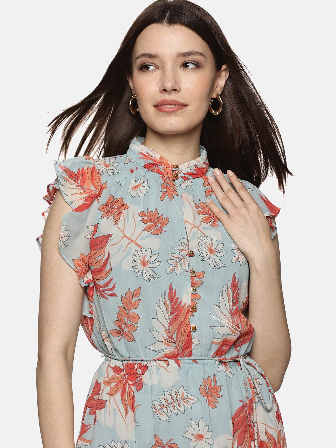 IS.U Floral Blue Frilled Dress